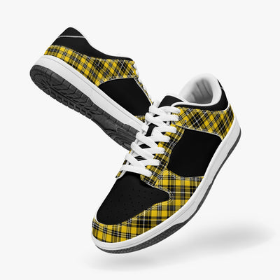 Yellow and Black Plaid  Stylish Low-Top Leather Sneakers