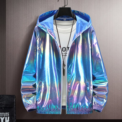 Summer Colorful Shiny Sunscreen Clothing for Men and Women Couples Thin Breathable Color Thin Jacket Trend Large Size