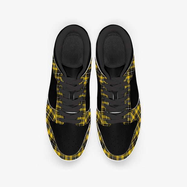 Yellow and Black Plaid  Stylish Low-Top Leather Sneakers