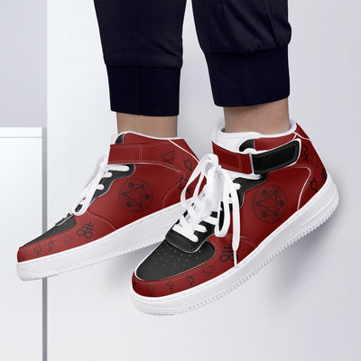 New High-Top Maroon & Black Alchemy Leather Sports Sneakers - Vintagebrandclothingline