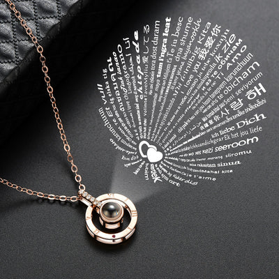 Projection Pendant Necklace - I Love You - Vintagebrandclothingline
