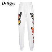 Darlingaga Streetwear Butterfly Printed Sweatpants Women High Waist Pants Baggy Fashion Joggers Elastic Women&#39;s Pants Sweatpants - Vintagebrandclothingline