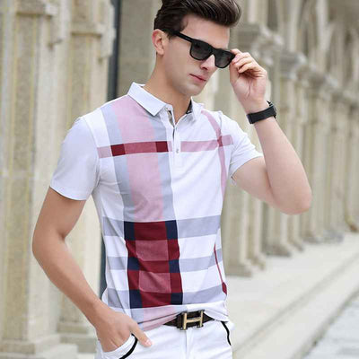 Men Polo Shirt Hot Sale New plaid 2019 Summer Fashion classic casual tops Short Sleeves Famous Brand Cotton Skull High quality - Vintagebrandclothingline