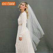 2020 Simple Women White Bridal Veils With Comb Two Layers Tulle Short 120cm Ivory Bride Veil Cut Edge Cheap Wedding Accessories - Vintagebrandclothingline