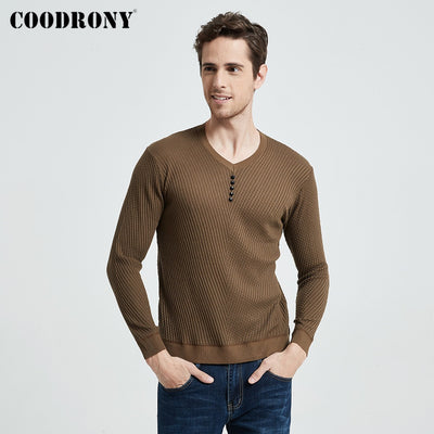 COODRONY Sweater Men Casual V-Neck Pullover Shirt Autumn Winter Slim Fit Long Sleeve Mens Sweaters Knitted Cotton Pull Homme Top - Vintagebrandclothingline