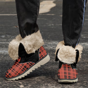 477. Cotton-pad Red and Black Fur Lining Boots