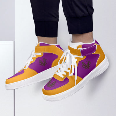Purple and Orange Vintage  High-Top Leather Sports Sneakers - Vintagebrandclothingline