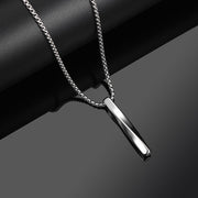 2021 Fashion New Black Rectangle Pendant Necklace Men Trendy Simple Stainless Steel Chain Men Necklace Jewelry Gift - Vintagebrandclothingline