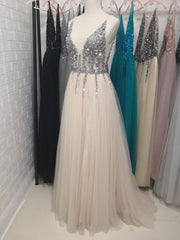 Beading High Split Prom Dress - Vintagebrandclothingline