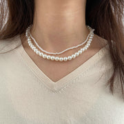 2021 Trend Elegant Jewelry Wedding Big Pearl Necklace For Women Fashion White Imitation Pearl Choker Necklace N0179 - Vintagebrandclothingline