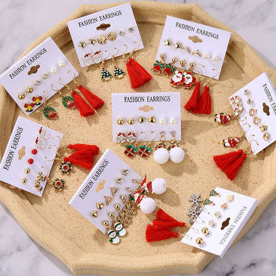 Winter Pearl Tassel Christmas Earring Set