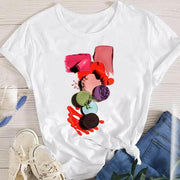 Tees Women Fashion Lip Sexy Lovely Cute 2022 Style Cartoon Short Sleeve Lady Female Graphic Tops Clothes Print Tshirt T-Shirt