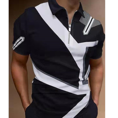 Men Polo Shirts Summer High Quality Casual Daily Short Sleeve Striped Mens T Shirts Fashion Lapel Patchwork Polo Shirts - Vintagebrandclothingline