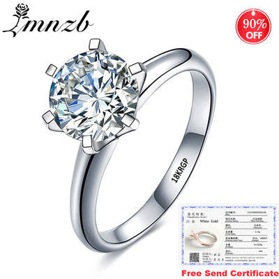 With Certificate Original 18K White Gold Color Ring Luxury 2.0ct Lab Diamond Wedding Bands Bride Women anillos de plata ley 925