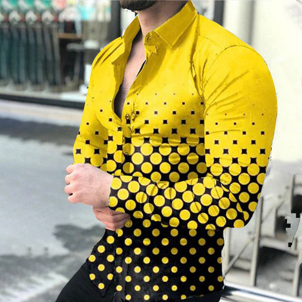 2021 Spring Autumn Men Fashion Shirts Turn-down Collar Buttoned Shirt Men&#39;s Casual Digital Printing Long Sleeve Tops Streetwear - Vintagebrandclothingline