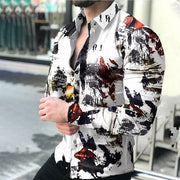 2021 Spring Autumn Men Fashion Shirts Turn-down Collar Buttoned Shirt Men&#39;s Casual Digital Printing Long Sleeve Tops Streetwear - Vintagebrandclothingline